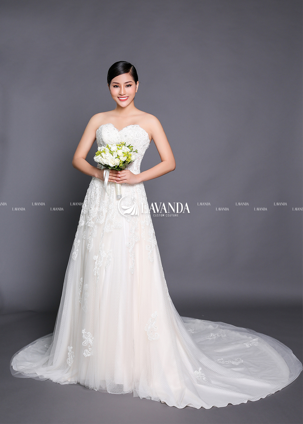 Lace Sheer Beaded Bodice Wedding Dress