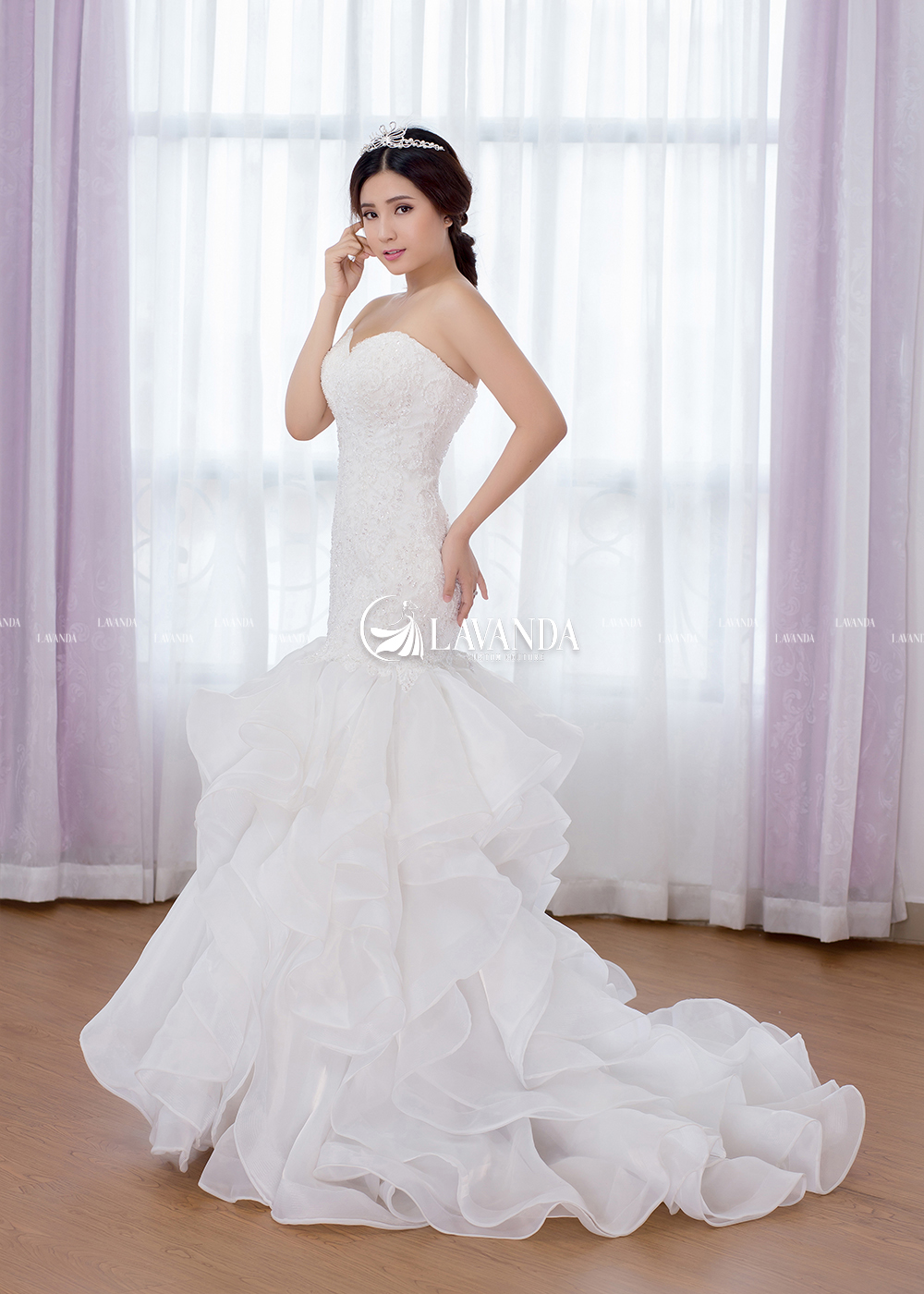 Organza Ruffle Skirt Wedding Dress