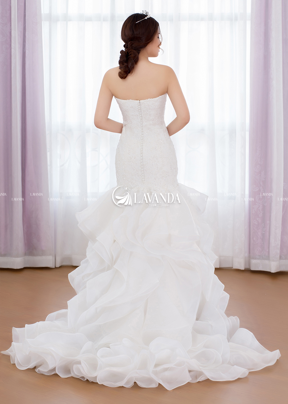 Organza Ruffle Skirt Wedding Dress