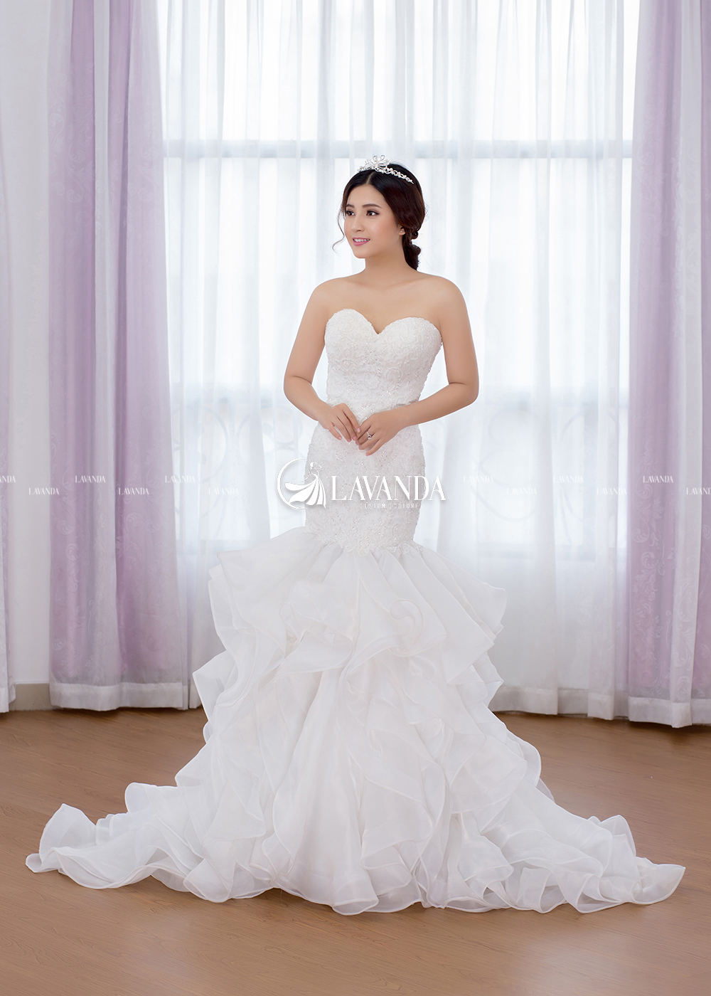 Organza Ruffle Skirt Wedding Dress